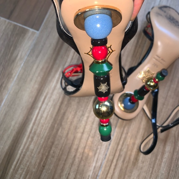Charlotte Olympia Black Web Imperial Sandals Heels 39.5/ 9.5 Shoes - Picture 2 of 5